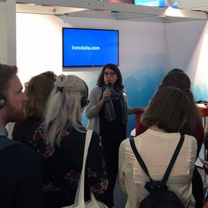 Lisa Indovino speaking at the frankfurt bookfair